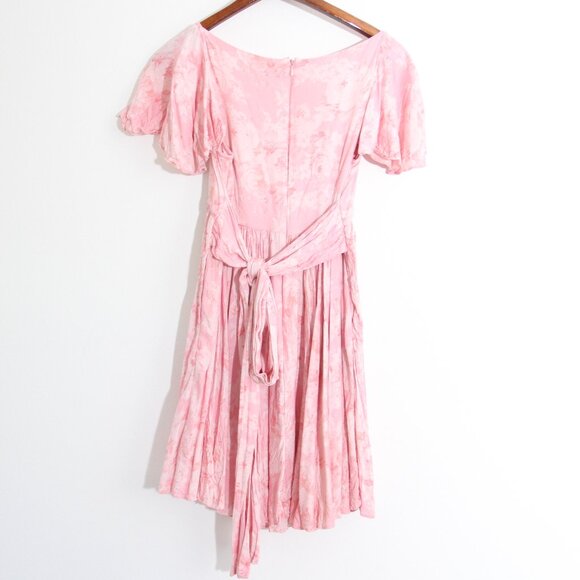 Maison Amory Sugarmilk Mini Dress in Strawberry Cream Pink Flutter Sleeve Small - Picture 9 of 12